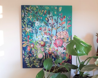 Original Painting, Intuitive,  Mixed media, Acrylic, Still life, Floral Flowers