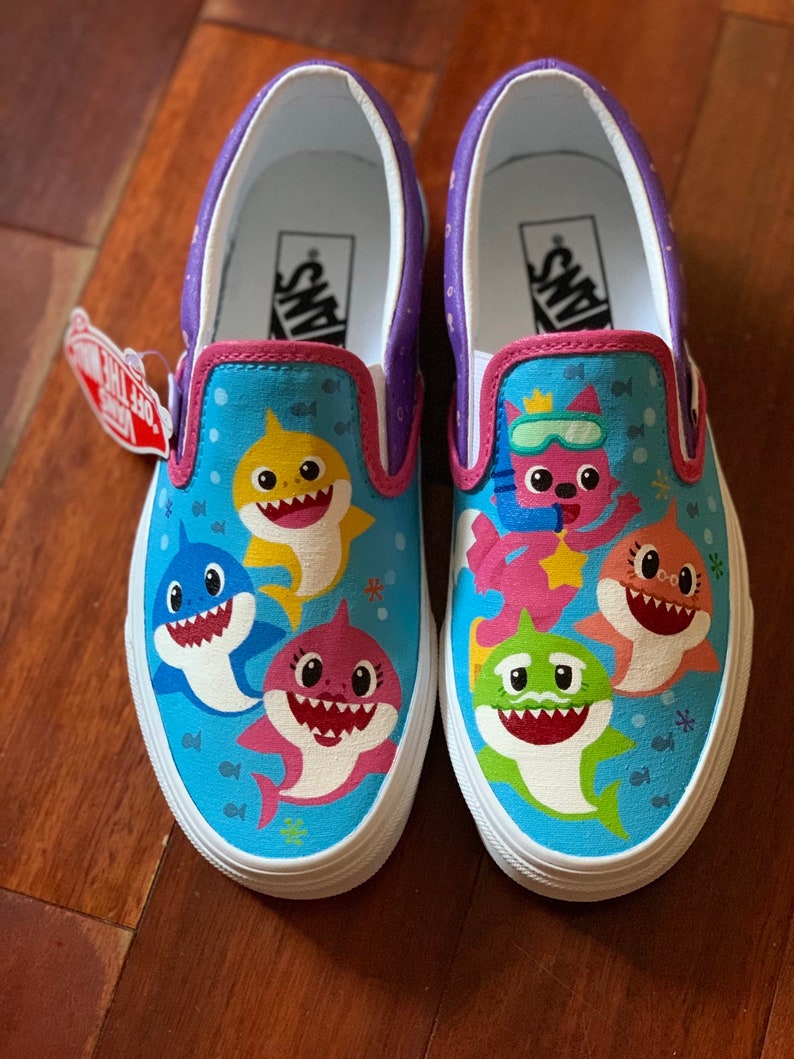Custom Vans Adult Size Baby Shark Shoes Etsy