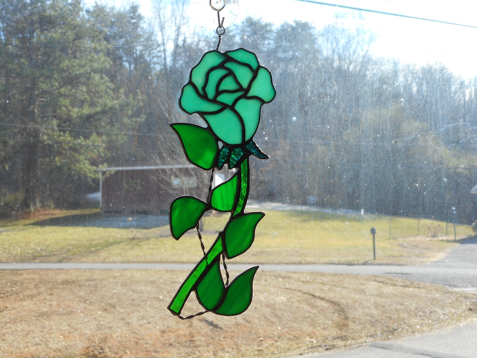 Stained Glass Rose With a Vine Suncatcher Handcrafted in Tennessee Etsy