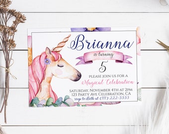 unicorn birthday invitation unicorn birthday invite unicorn etsy