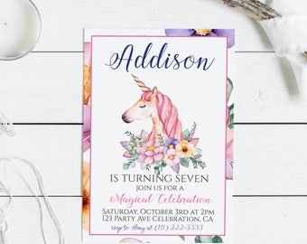 unicorn birthday invitation unicorn birthday invite unicorn etsy
