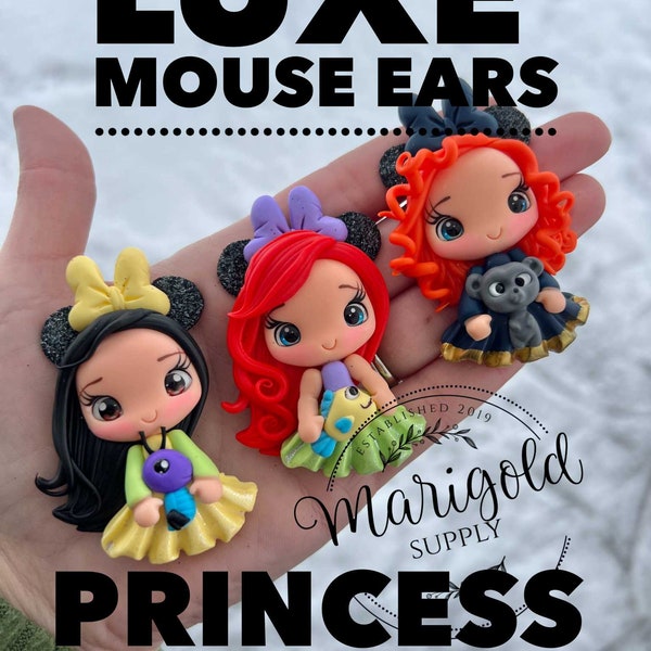 LUXE Mouse EARS Princess Collection Clay Center Clay for Bows Hair Bow Center Clay Embellishments Clay Bow Center Bow Supplies Clay Doll