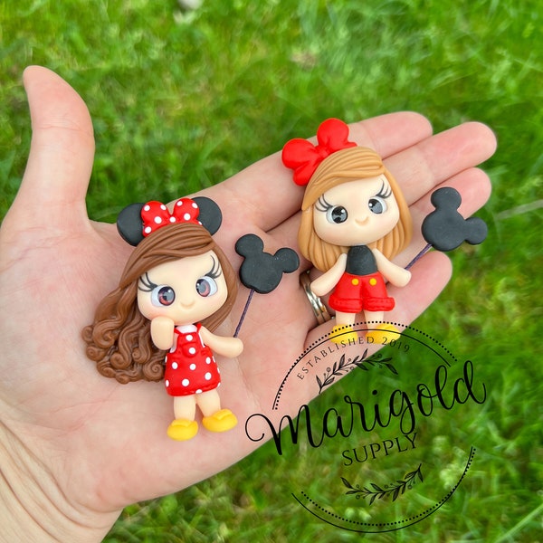 Classic Mouse Baloon Girls Clay Center Clay for Bows Hair Bow Center Clay Embellishments Clay Bow Center Bow Supplies Clay Doll