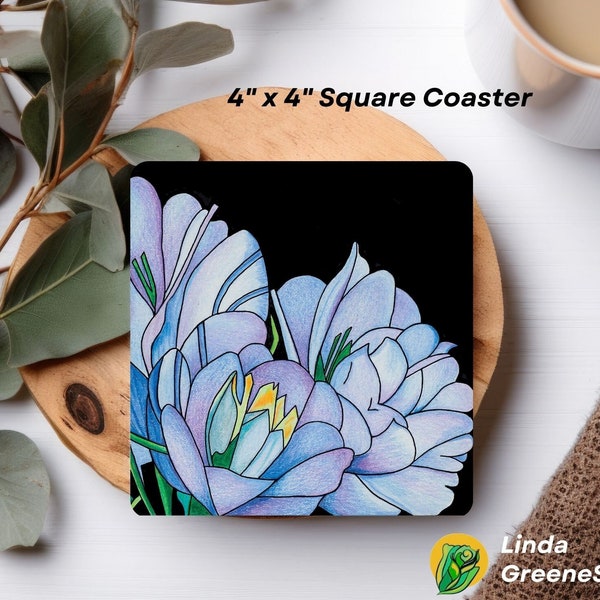 Illuminating Lavender Coaster: Moonlit Elegance and Calm on this Artistic Mini-Mural Drink Mat Perfect as a Gift or to Display as Home Decor