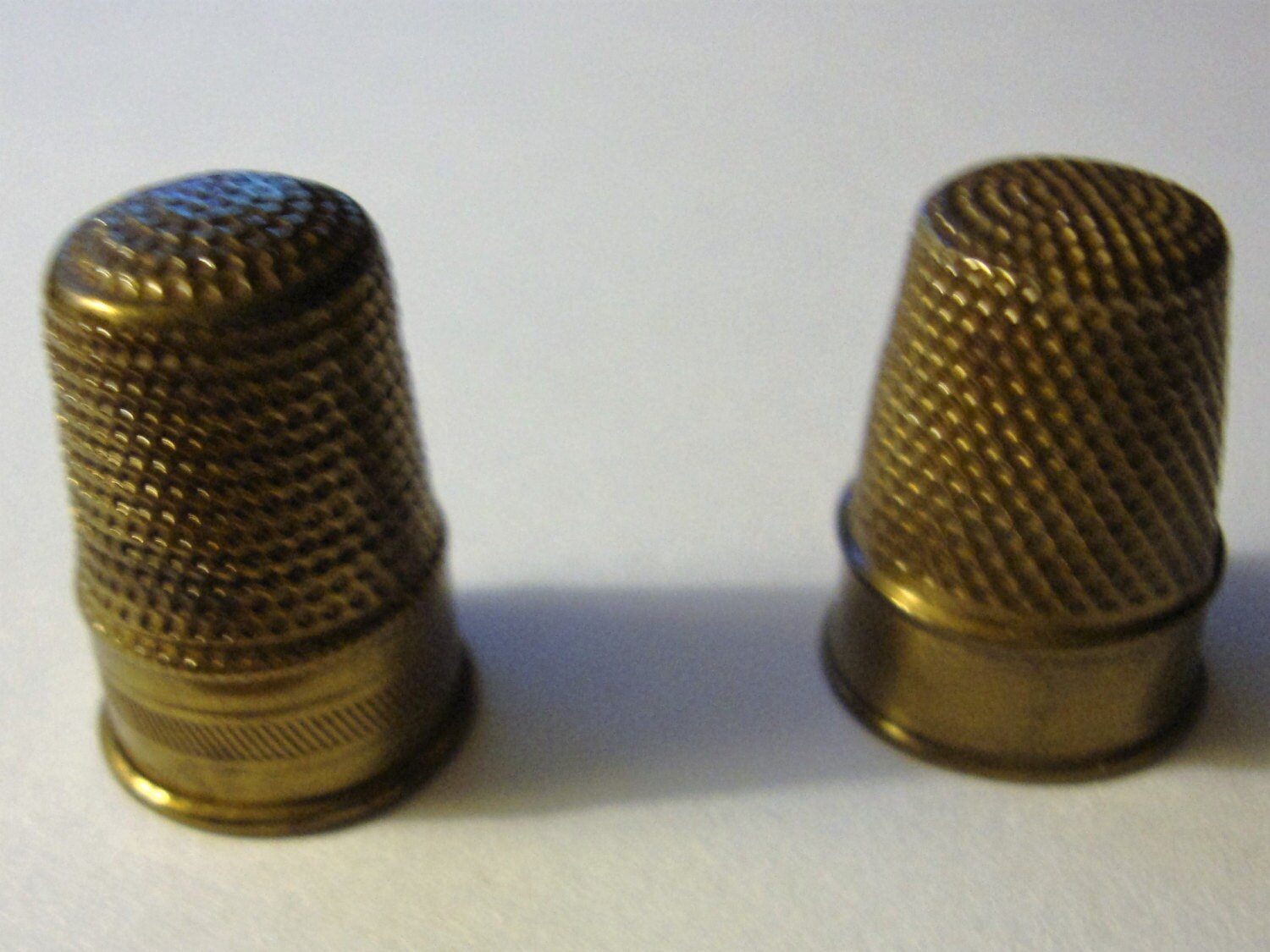 Two Vintage Brass Thimbles Etsy
