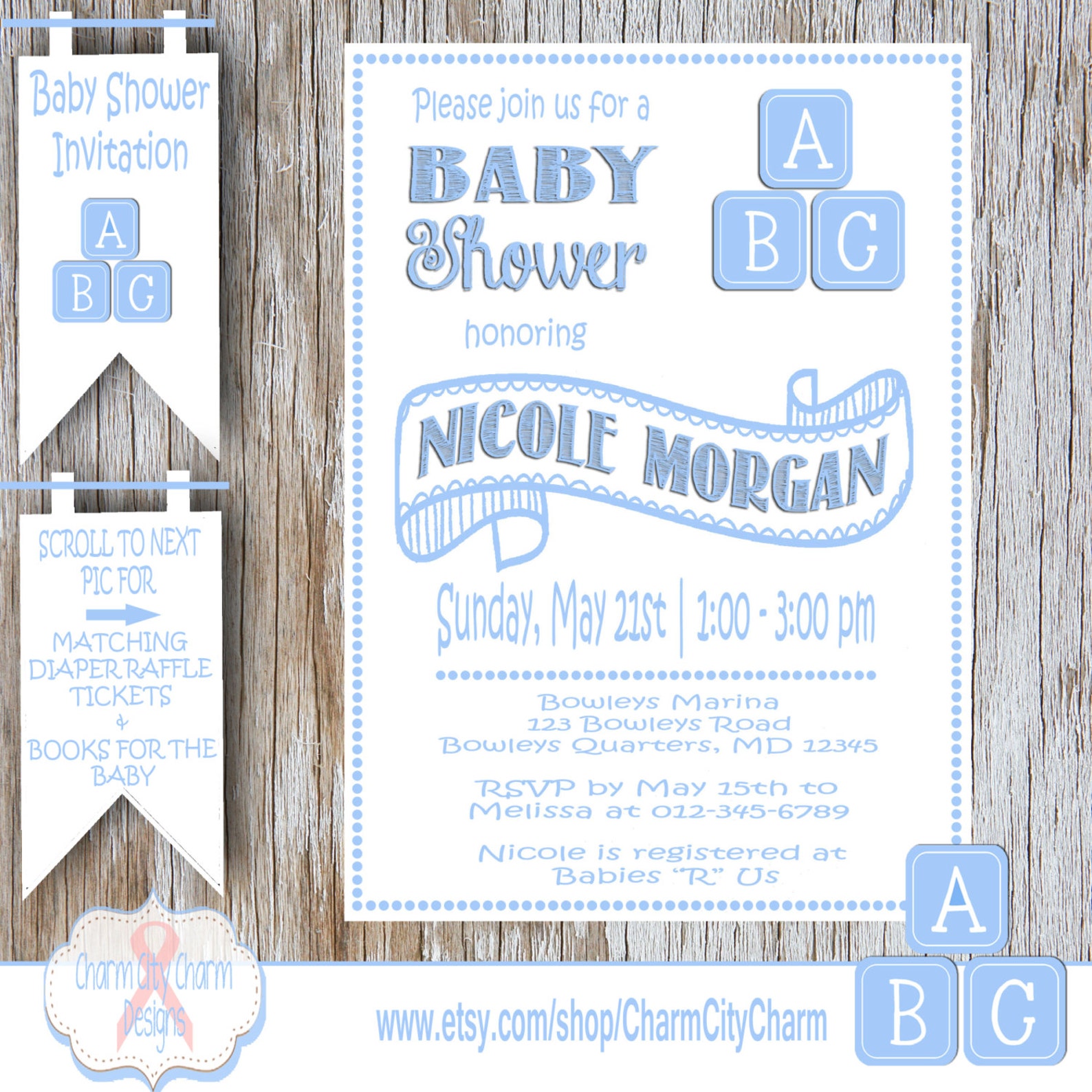 Baby Blocks Shower Invitation Baby Boy Shower Invitation Etsy