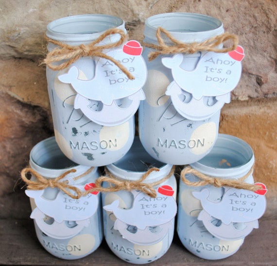 baby boy mason jar centerpieces