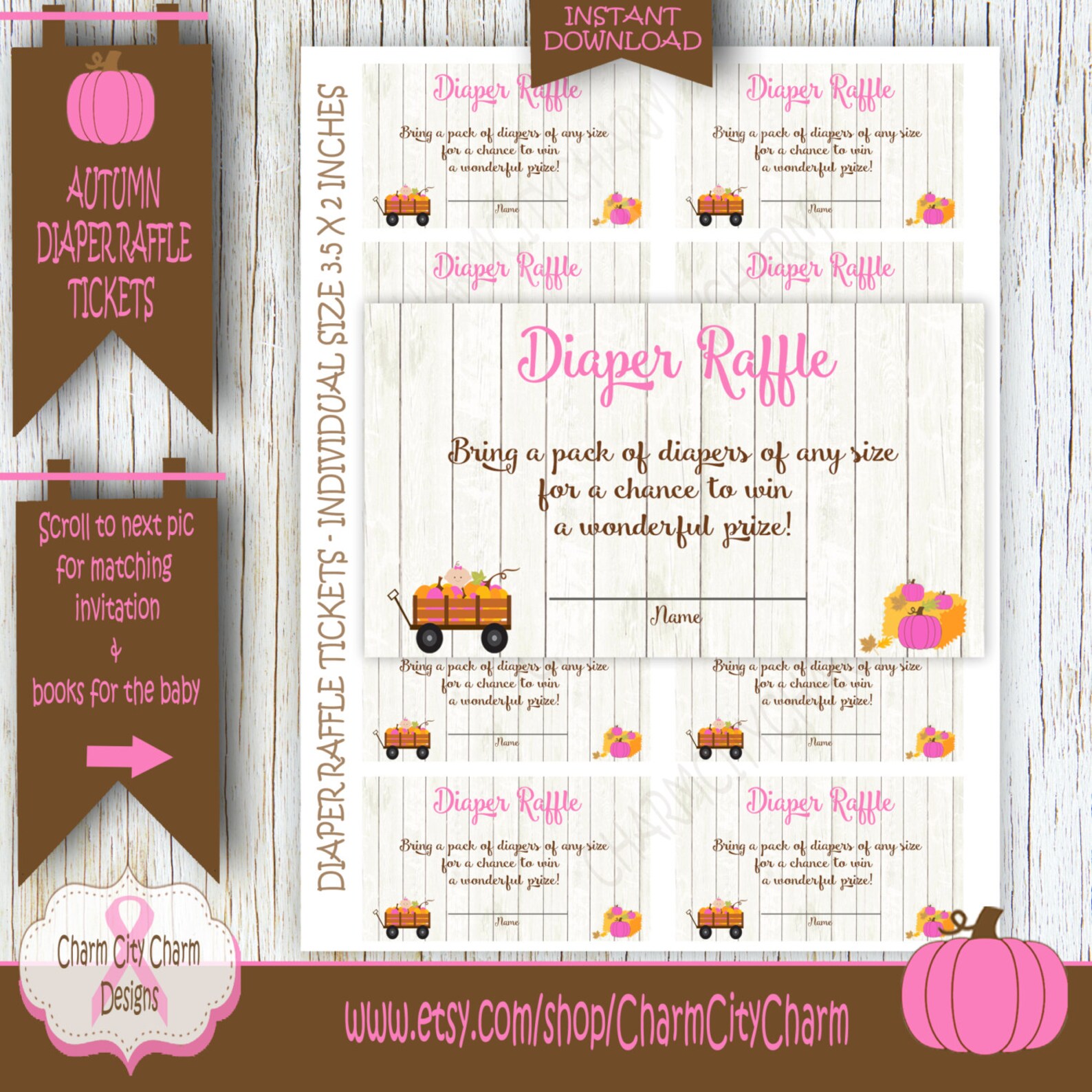 Little Pumpkin Diaper Raffle Tickets Diaper Raffle Cards | Etsy