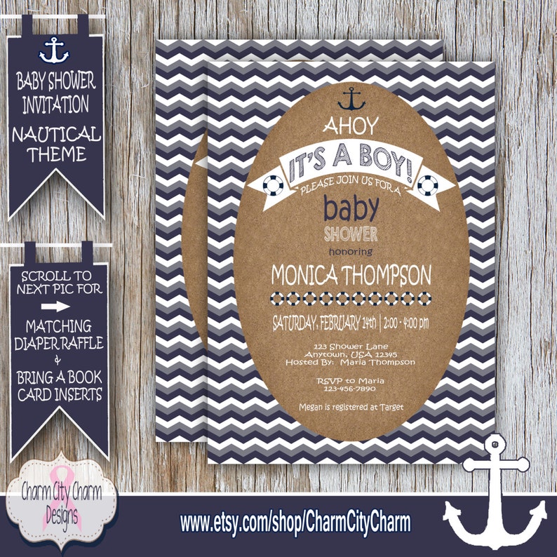 Nautical Baby Shower Invitation Ahoy Its A Boy Navy Blue And Etsy Nautical Baby Shower Invitation Ahoy Its A Boy Navy Blue And Etsy