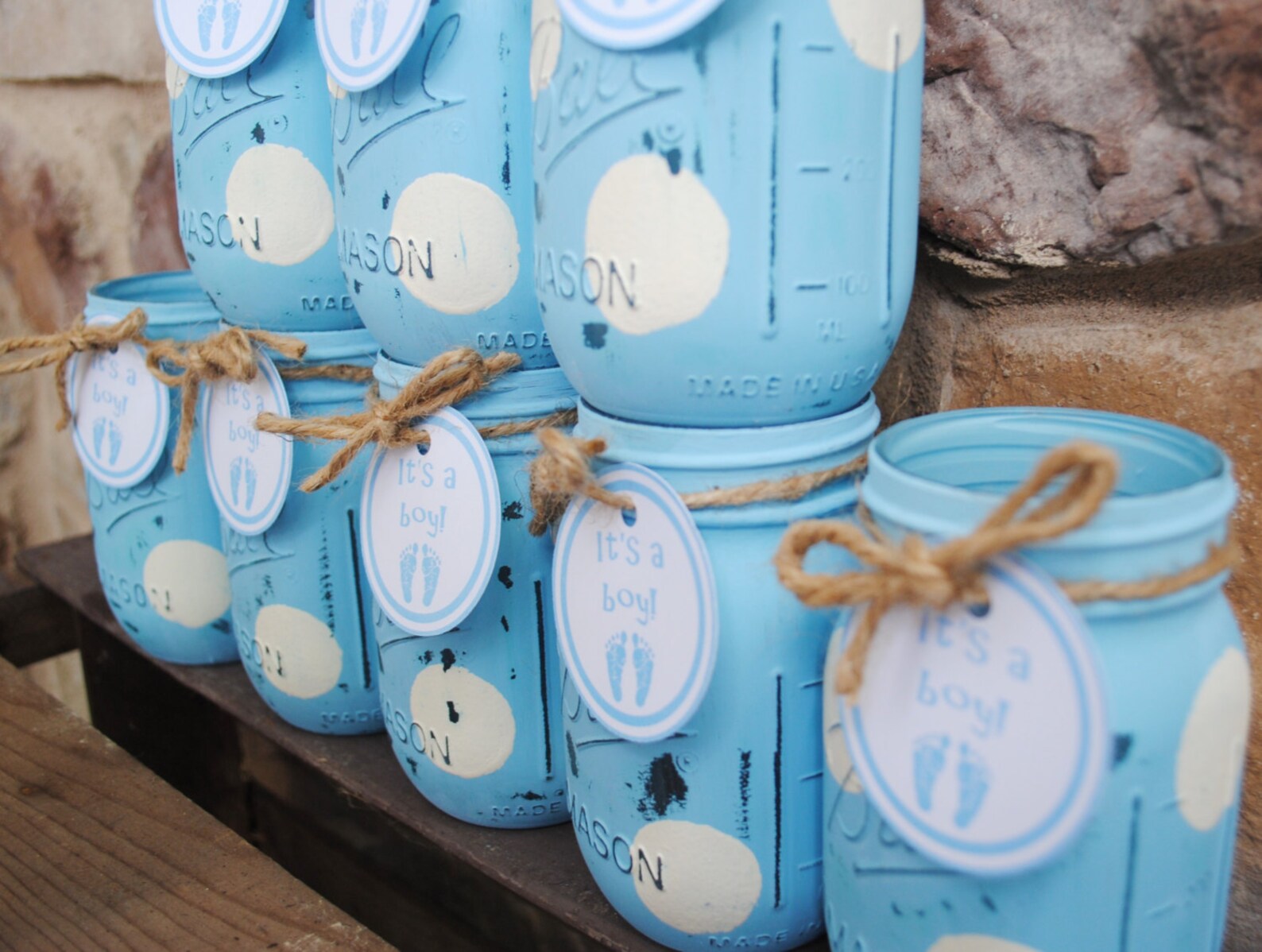 Mason Jar Centerpieces Baby Shower Centerpieces Blue and Etsy