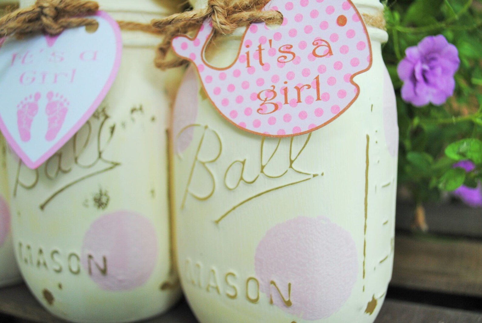 Baby Girl Shower Mason Jar Centerpieces Shower Table Etsy