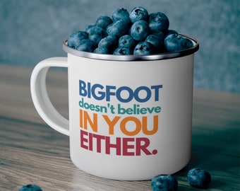 Bigfoot Enamel Camping Mug