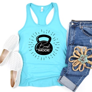 Beast Mode Scoop Tank, Women&#39;s Workout Tank, Various Colors, Gym shirt, Workout Clothes, Kettlebell Tank