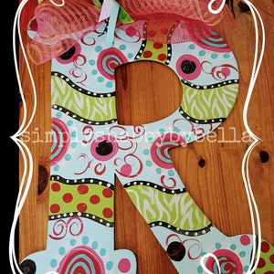 Colorful Polka Dot Flowers Wooden Letter Initial Door Hanger - Etsy