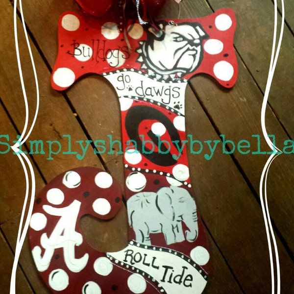 Alabama  Georgia House Divided  Wooden Letter Door Hanger