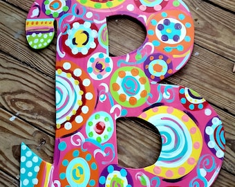 Personalized Wood initial Letter Door/Wall Hanger