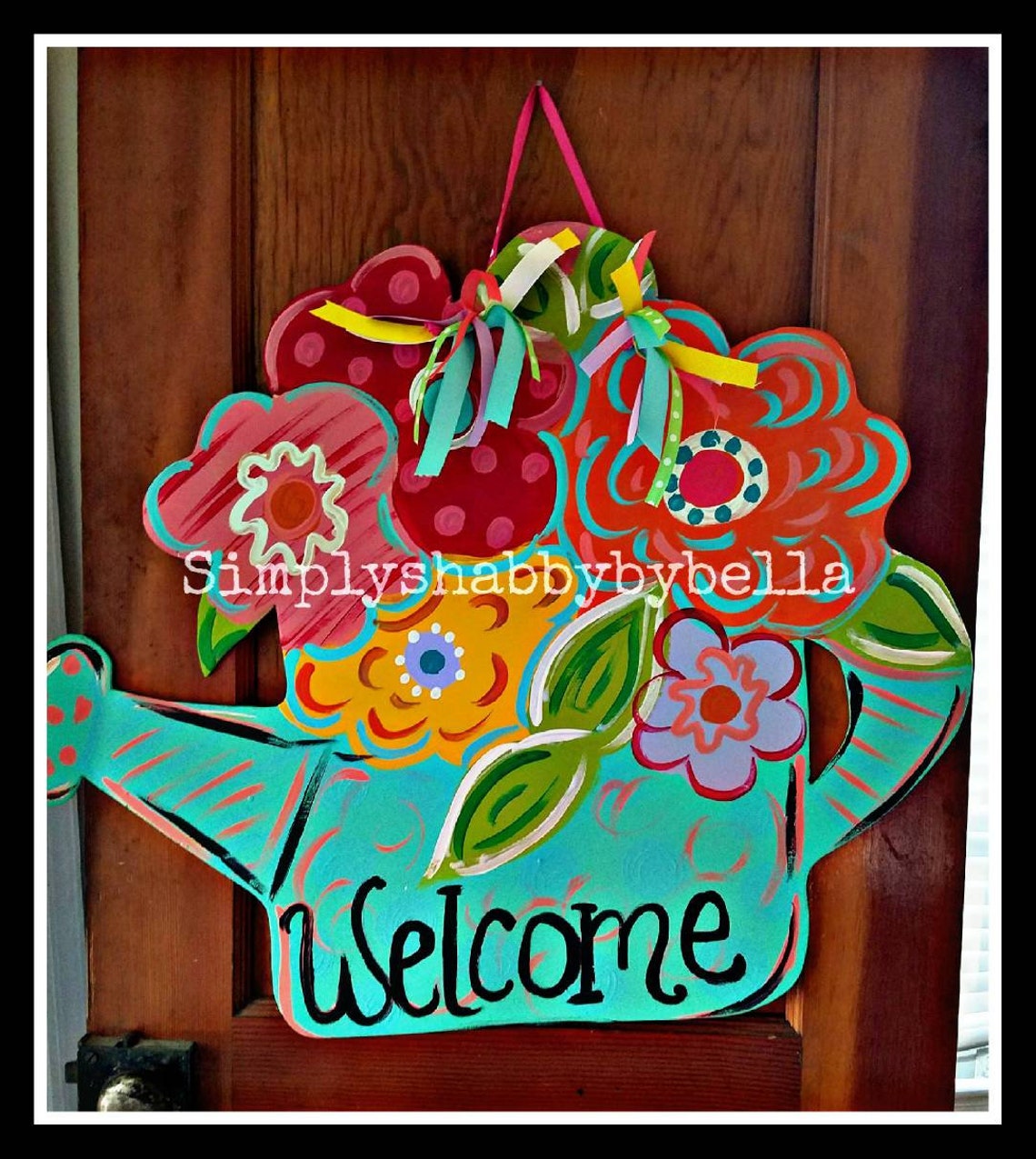 Flower Watering Can Door Hanger Spring Door Decor Etsy