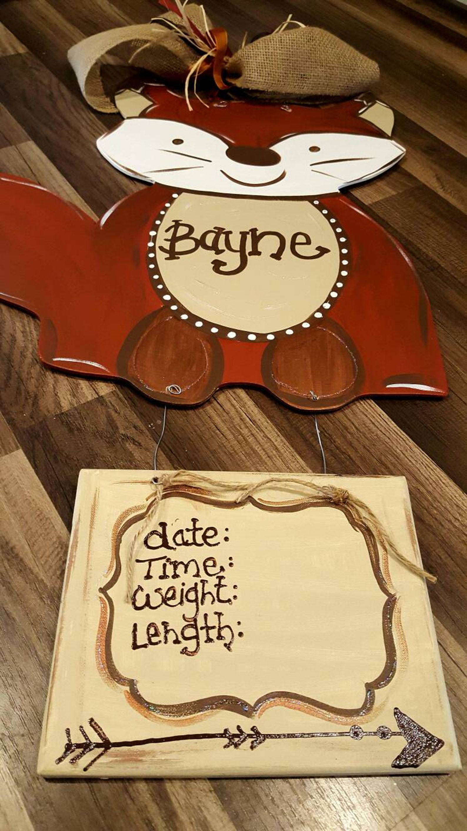 Cute Woodland Fox Door Hanger/hospital Door Birth Announcement Etsy