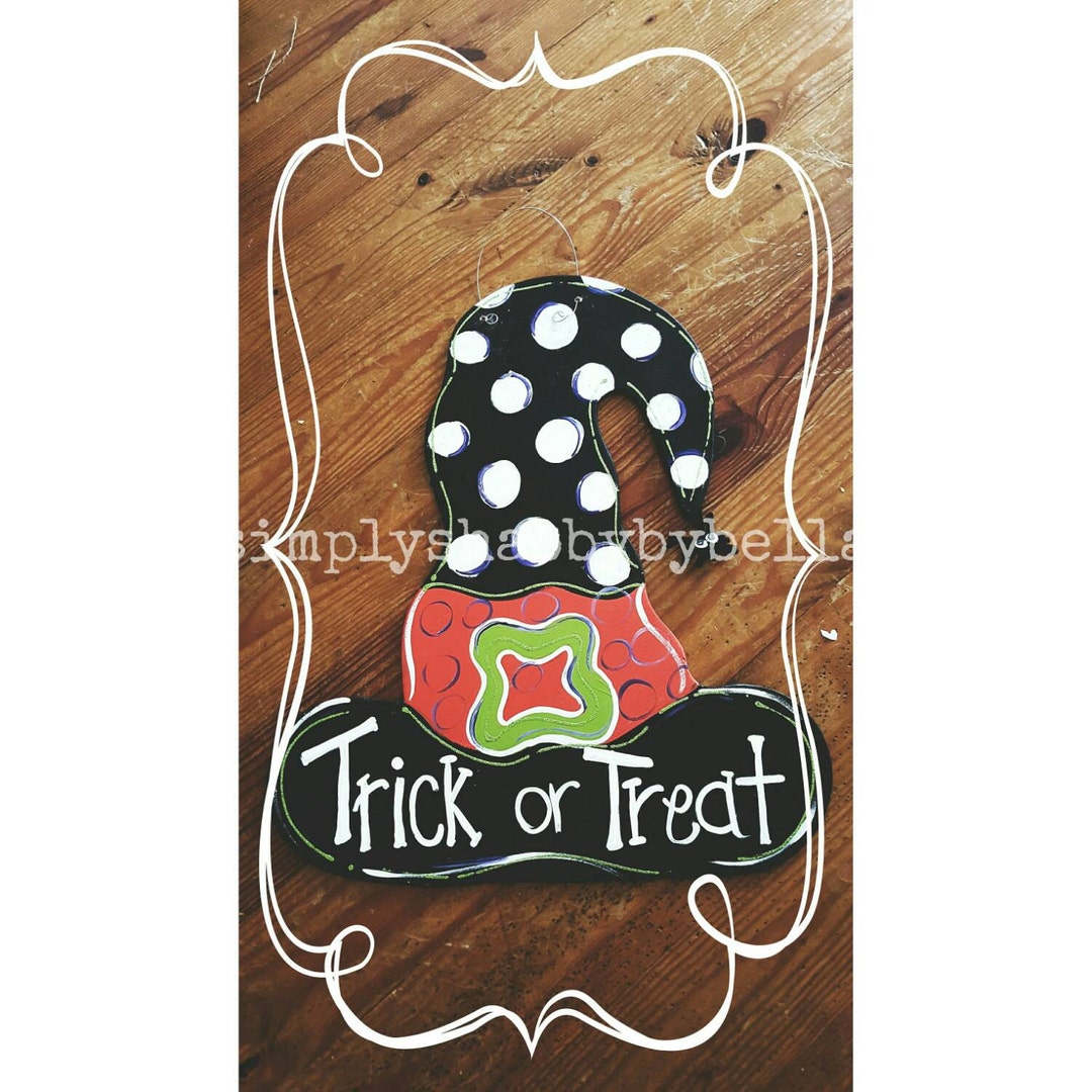 Happy Halloween Wooden Witch Hat Door Hanger - Etsy