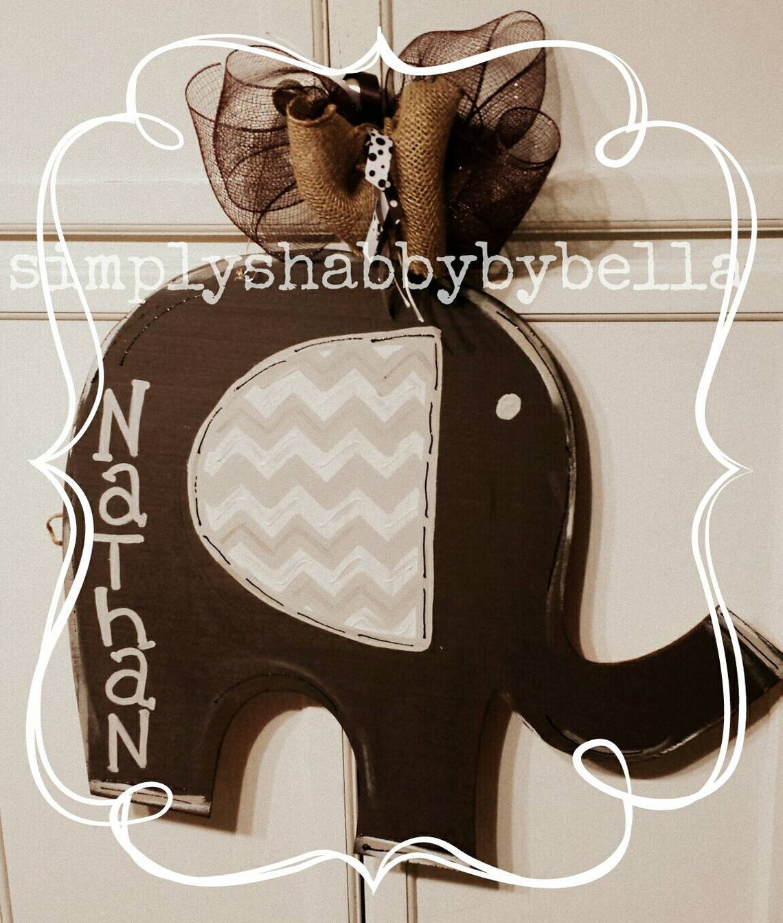 Cute Birth Announcement Door Hanger in Chevron Elephant Etsy