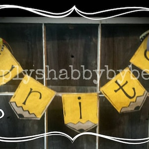 Back to school Pencil Burlap Banner, Teacher's Room /Door Write & Read, Door Hanger