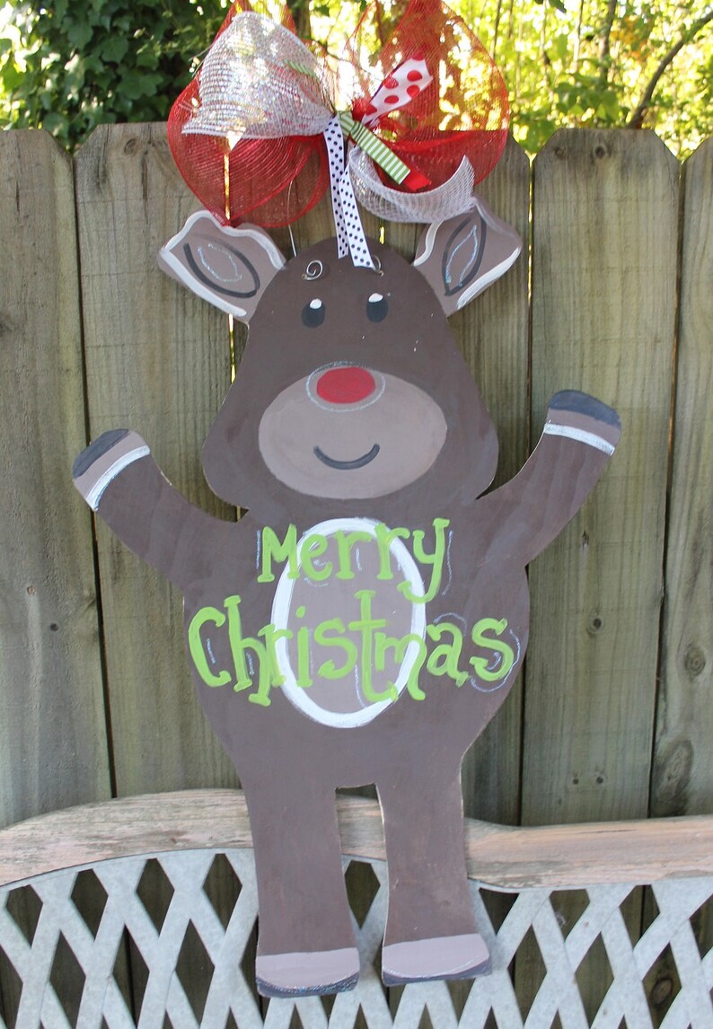 Christmas Home Decor/ Reindeer Door Hanger/ Seasonal Decor Etsy