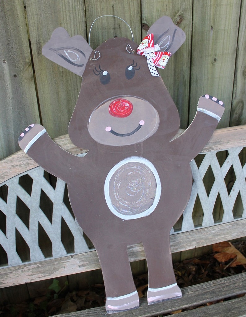 Christmas Home Decor/ Reindeer Door Hanger/ Seasonal Decor Etsy
