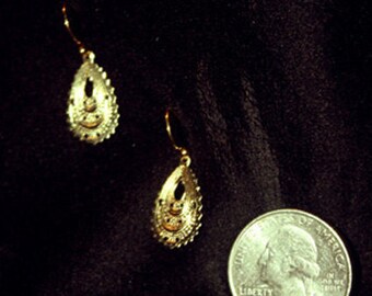 Gold Filigree Teardrop Earrings