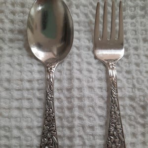 Sterling Silber Kinder Gabel Löffel Set Frank Withing Lilie Muster Vintage