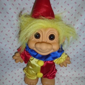 Russ Berrie Troll Clown Doll 8&quot; Vintage