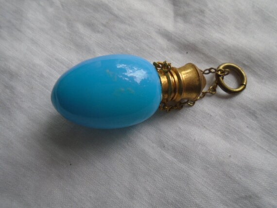 Antique Victorian Turquoise Blue Opaline Glass Ch… - image 3