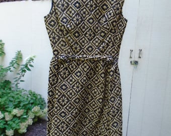1960&#39;s Cocktail Dress Gold &Black Metallic With Original Tags