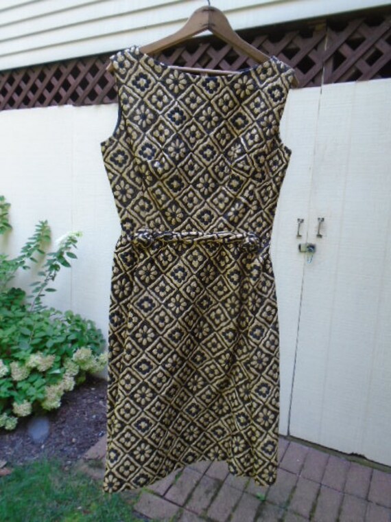 Vintage Gold & Black 1960s Dress S