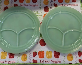 Jadeite Fire King Oven Ware Divided Plates (2)