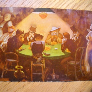 Vintage Vegas CLUB BINGO CASINO PokerSpiel Malerei c1950er Postkarte