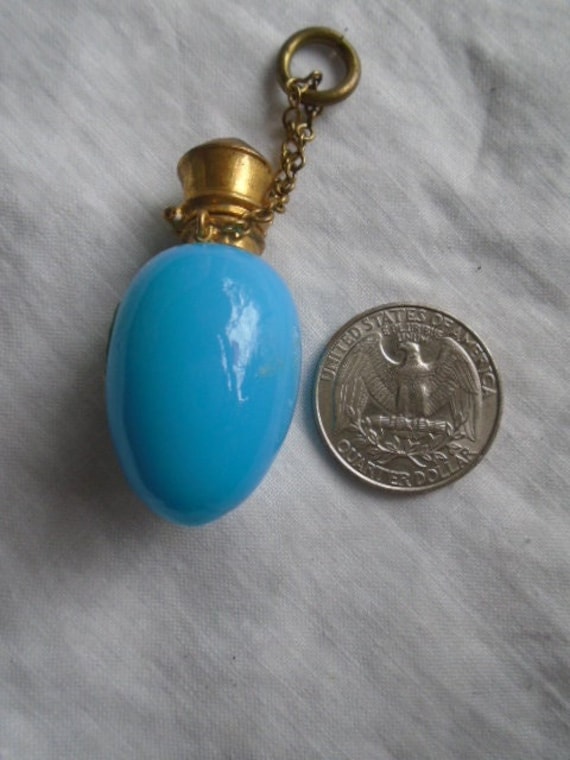 Antique Victorian Turquoise Blue Opaline Glass Ch… - image 1