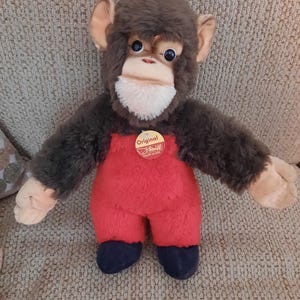 Steiff Monkey/Chimpanzee Red Overalls Vintage