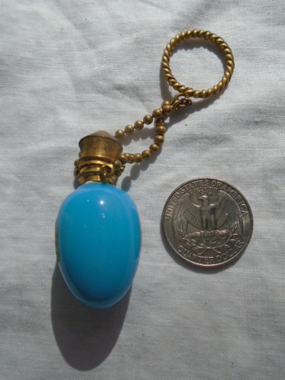 Antique Victorian Turquoise Blue Opaline Glass Ch… - image 2