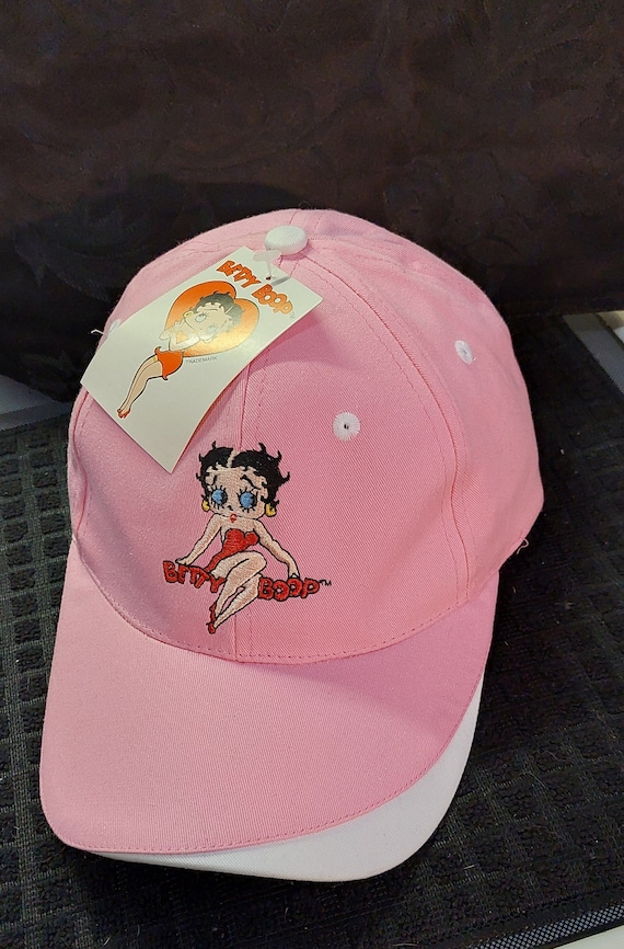 Betty Boop Baseball Hat Pink w/White Trim Embroide