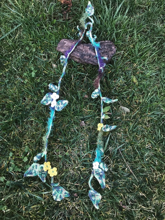 Woodland Fairy Elf Cosplay Capelet Fantasy Boho Art to Wear Mori Girl Falling Flowers Unique Free Shipping!