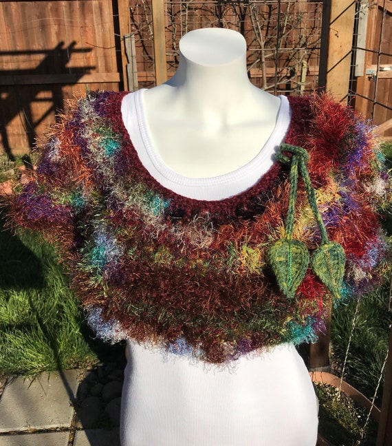 Woodland Fairy Elf Cosplay Capelet Fantasy Boho Art to Wear Mori Girl Falling Flowers Unique Free Shipping!