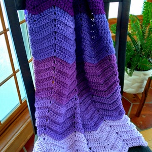 Handmade Crochet Rainbow/Ombre Baby Blanket in Seven Shades of Purple