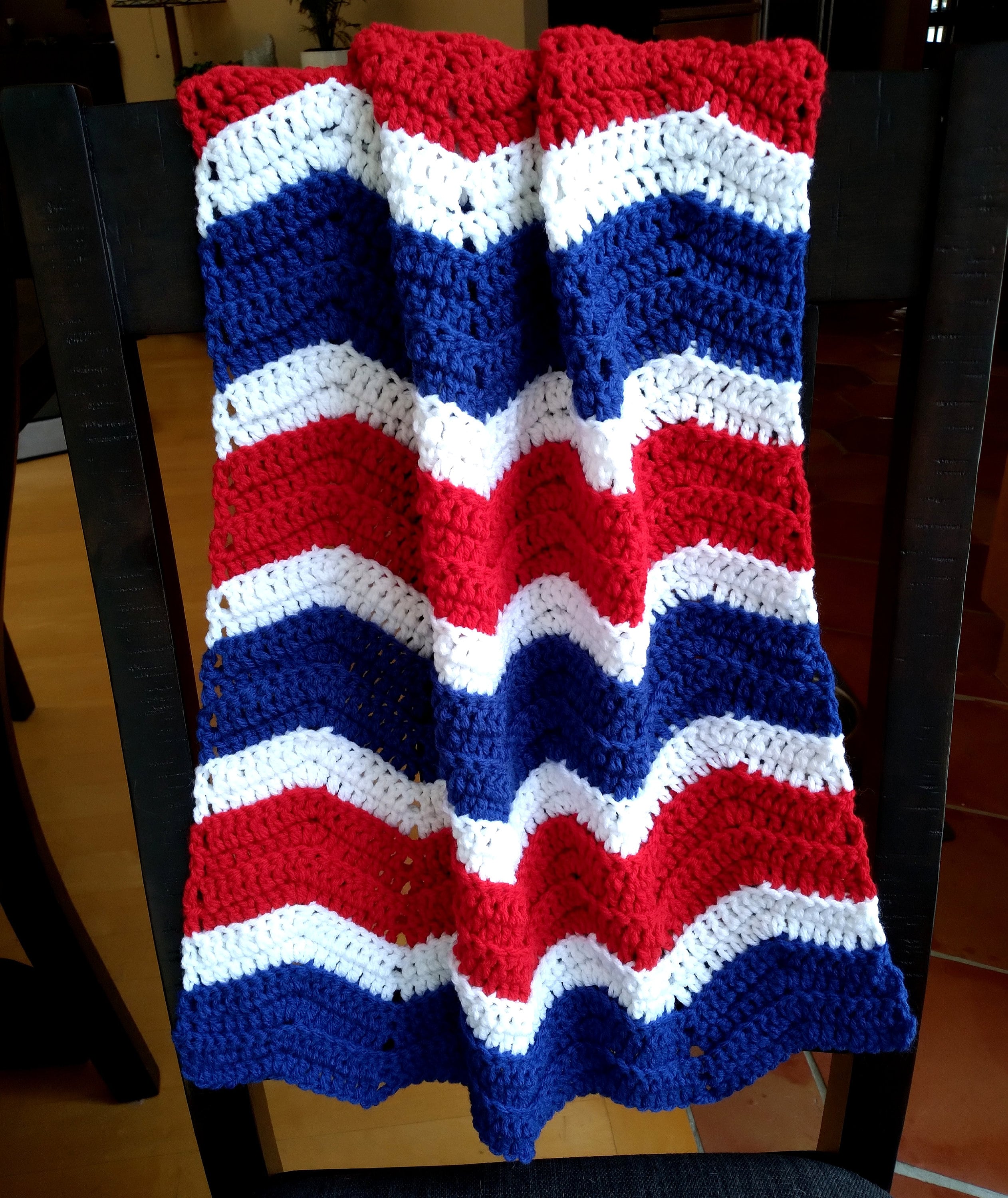 Red White And Blue Crochet Blanket Pattern Handmade Crocheted