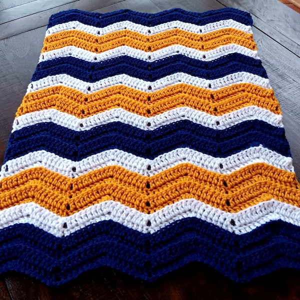 Blue Gold Blanket Etsy