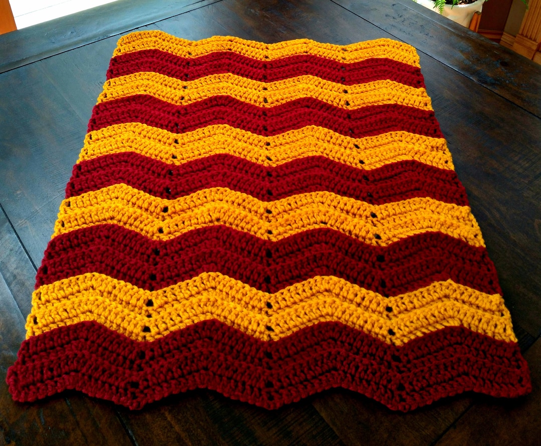 Handmade Crochet Burgundy and Gold Baby Blanket Etsy