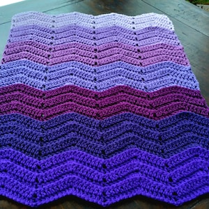 Handmade Crochet Rainbow/Ombre Baby Blanket in 7 Shades of Purple