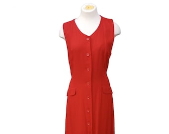 Talbots 90s Red Button Down Maxi Dress