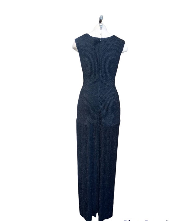 Vintage 1990s Black Stretch V-neck Formal Dress b… - image 2