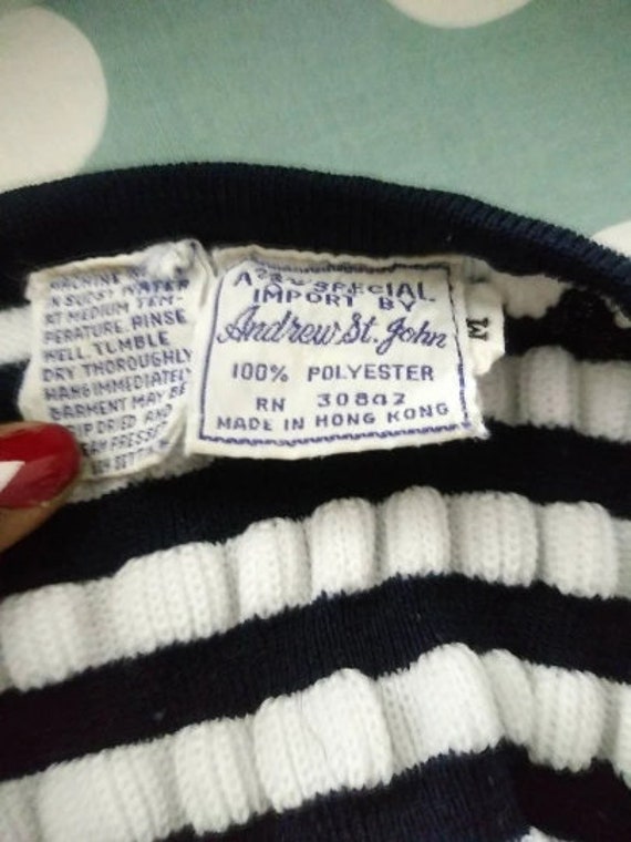 Vintage 70s Navy and White Striped Tank Top - image 4
