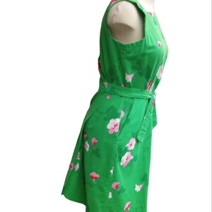 Vintage 1970s Green and Pink Floral Wrap Dress by Malia Honolulu image 5